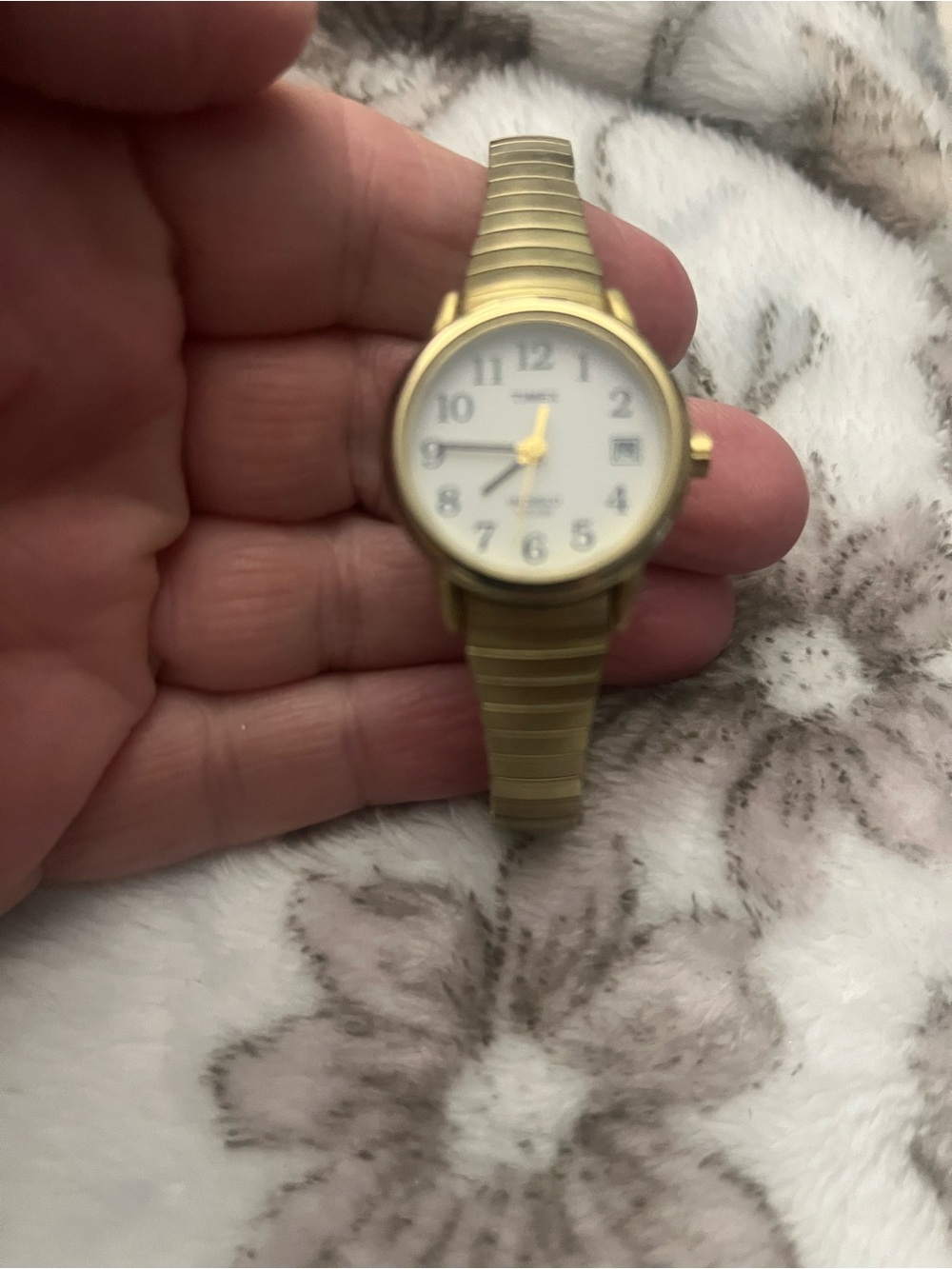 Timex Gold Tone Watch with White Dial